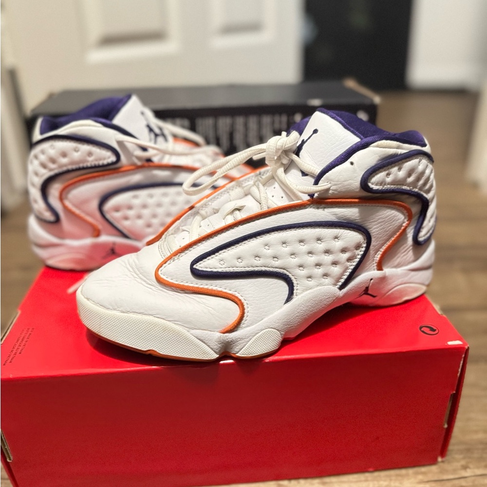 Jordan White and Orange Athletic Shoes